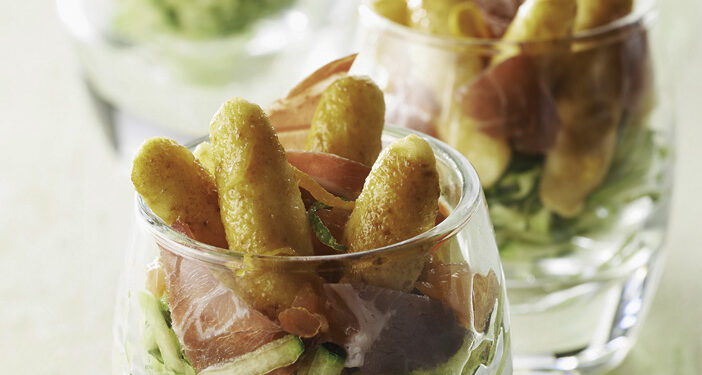 MINI QUENELLES AUX AGRUMES ET COURGETTES MARINÉES